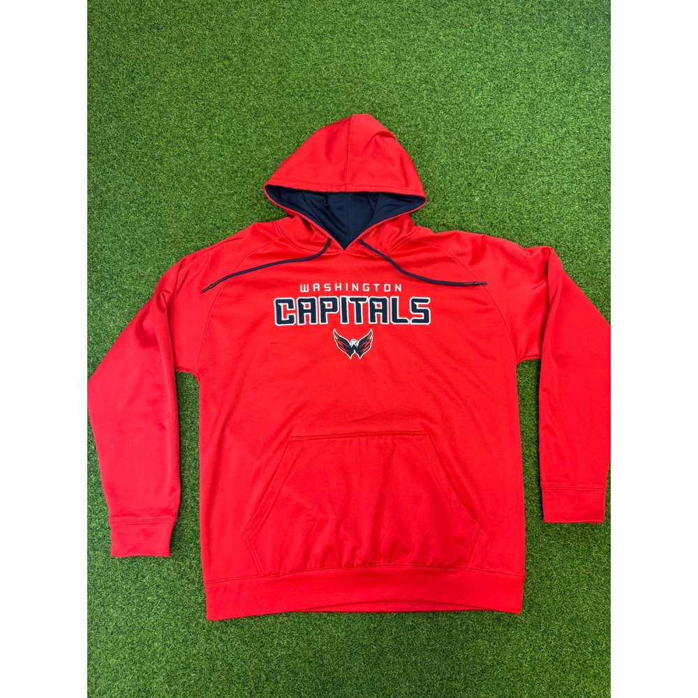 NHL Washington Capitals Hoodie Mens Large Red Performance Fleece Weagle Logo